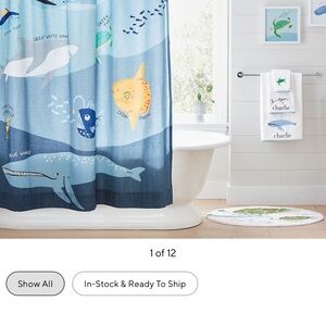 Pottery Barn Kids Ocean Adventure Shower Curtain - Blue and White